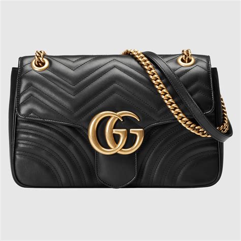 borsa media gucci a spalla pelle liscia nera gg|Borse in Pelle Gucci .